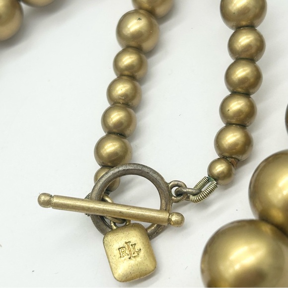 Lauren Ralph Lauren Gold Graduated Pearl Necklace - Picture 3 of 3